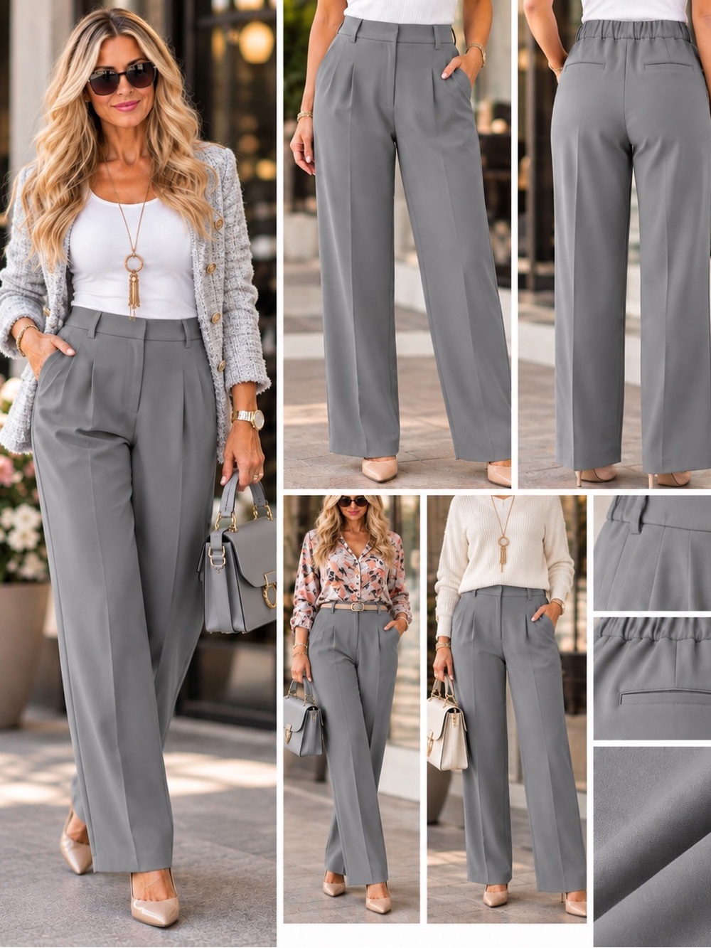 HALARA FLEX Tapered High-Waist Pants in Grey - XS PETITE NEW